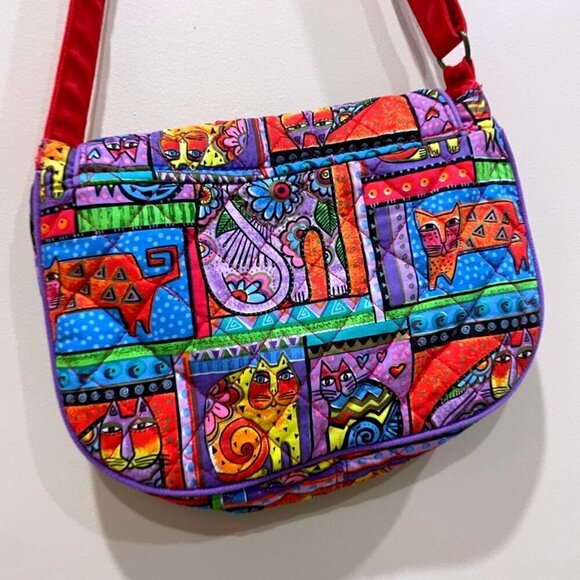 VTG LAUREL BURCH CATS CROSSBODY SHOULDER BAG QUILTED FOLK ART CAT LOVERS KAWAII - Picture 5 of 16